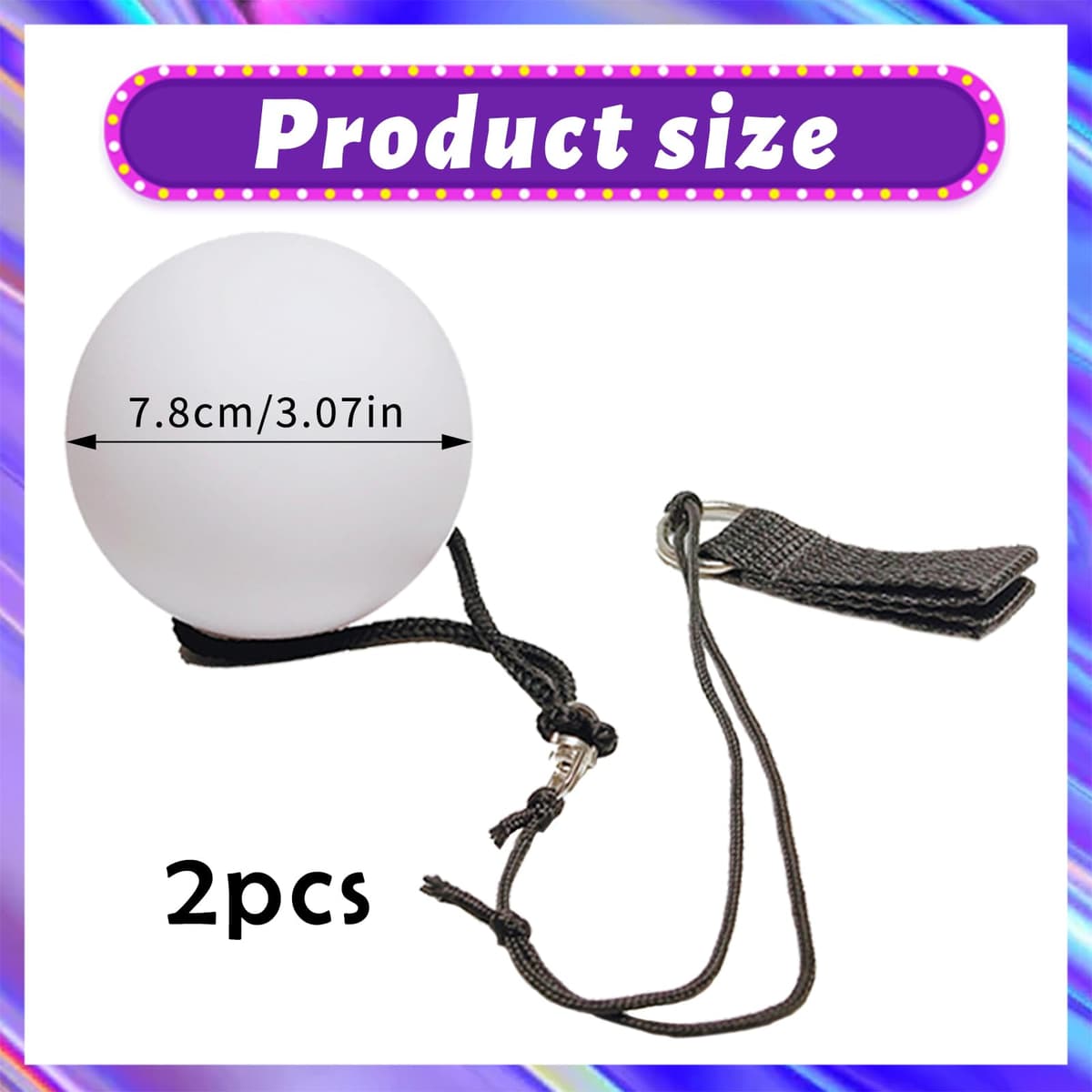 KIKVTER 2 bolas LED Poi Balls, bolas de malabares luminosas, bola luminosa, bola LED con colores del arco iris y efecto estroboscópico, juguete de circo, juego de spinning para adultos, principiantes — view 2