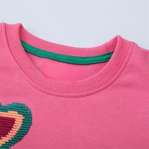 Winzik Girls Sweatshirt Christmas Sweater Shirt Toddler Kids Girl Pullover Fall Long Sleeve Tops Tee Clothes 2-7T (4-5T, Hot Pink Rainbow) — view 6