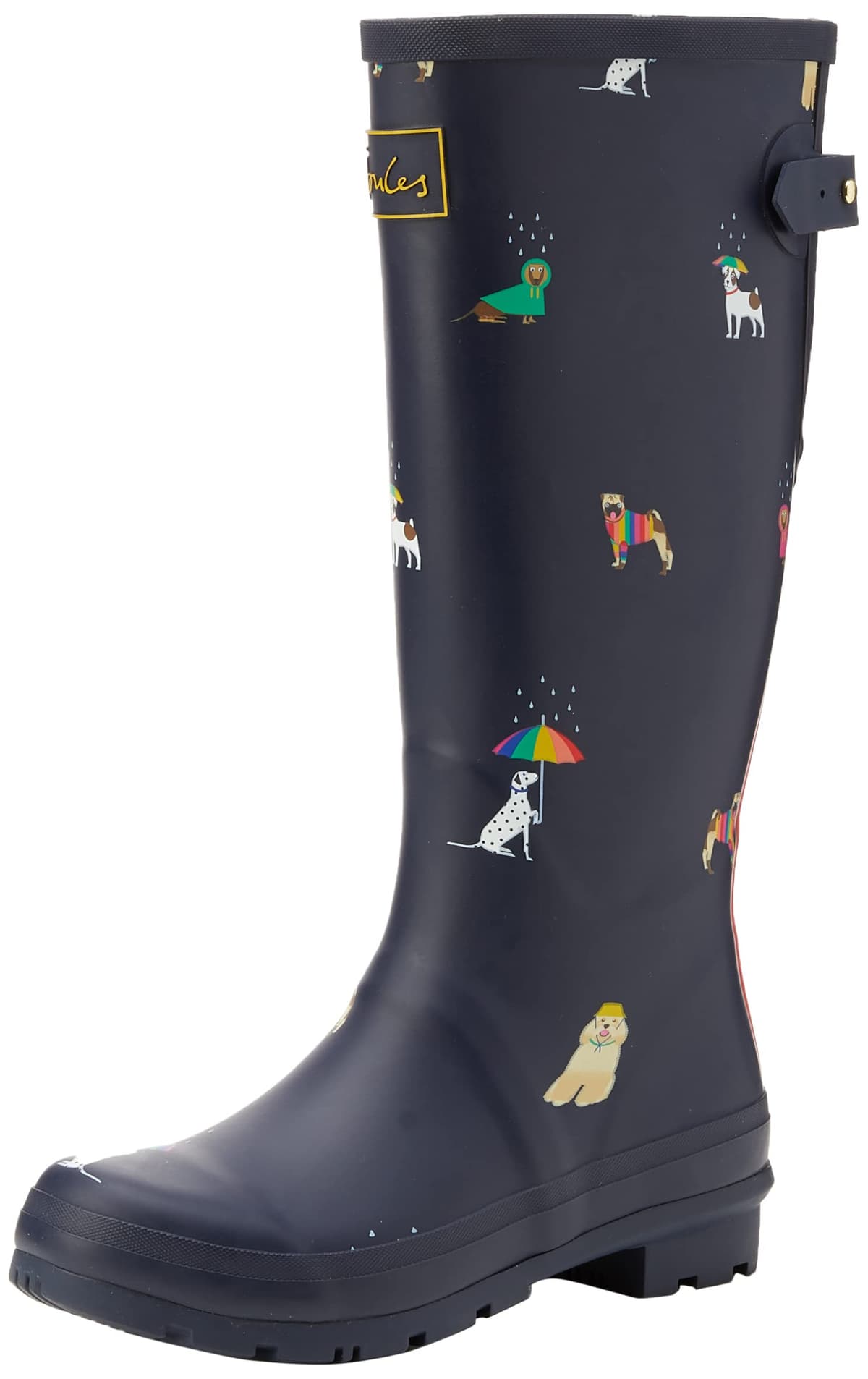 Joules Womens Welly Print With Adjustable Back Gusset - Black Metallic Bees — view 10
