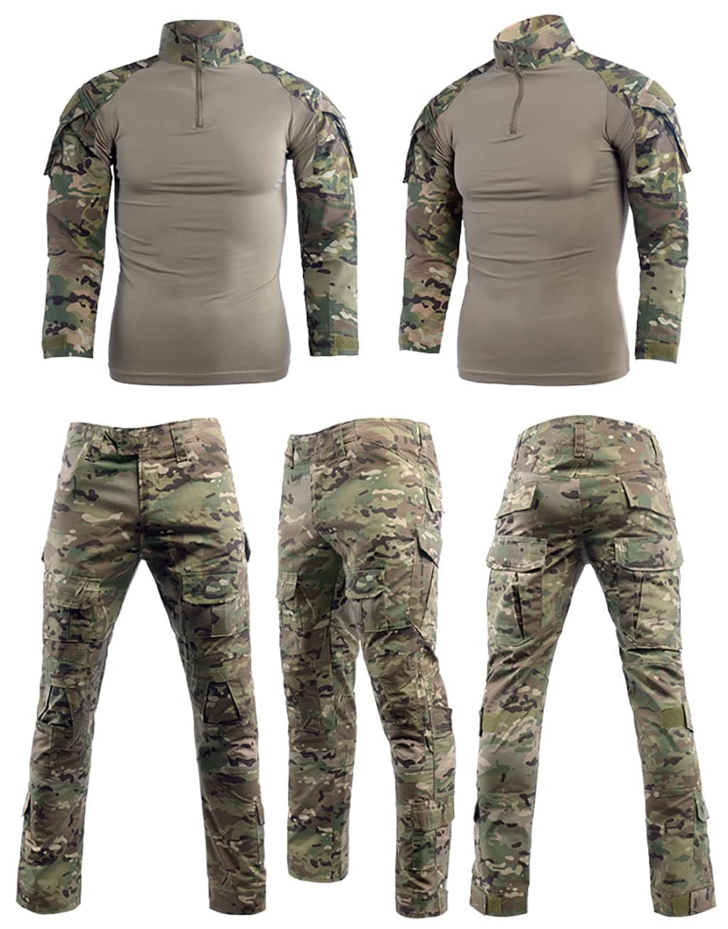 Juego de camiseta y pantalones tácticos de combate para hombre, manga larga, de ripstop, uniforme militar de caza multicam, Comando Supremo de Submarinos y Bosques, para Airsoft — view 4