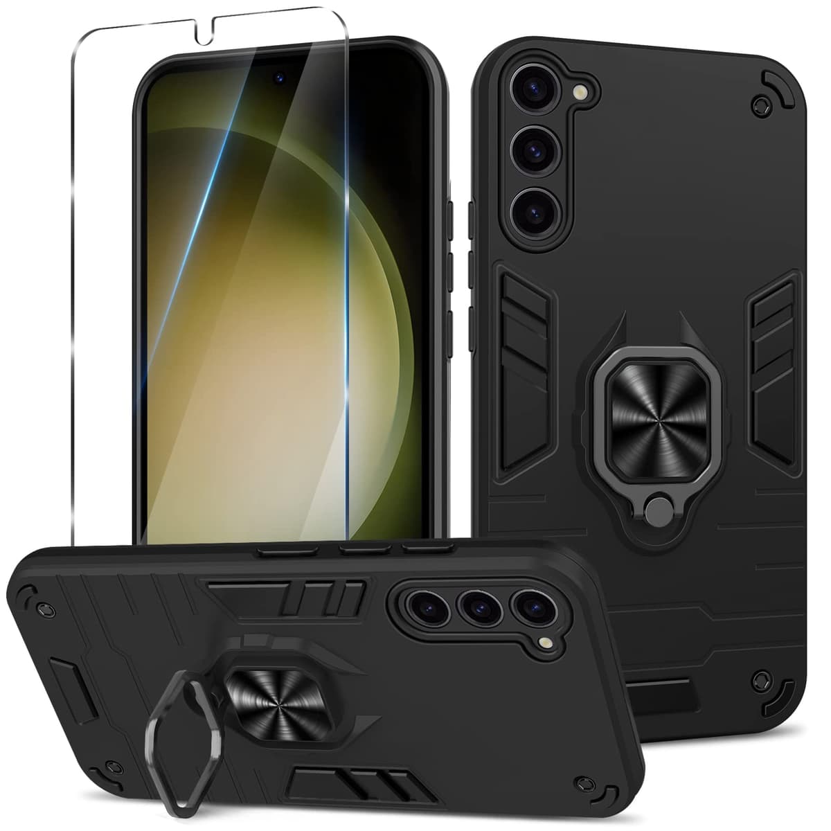 Funda para CMF Phone 2 Pro, Carcasa Antigolpes con Soporte anular metálico, Case Protectora de Grado Militar, Negro — view 296