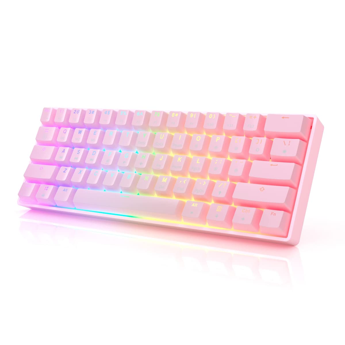 HK Gaming GK61 Mechanical Gaming Keyboard 60 Percent | 61 RGB Rainbow LED Backlit Programmable Keys | USB Wired | For Mac and Windows PC | Hotswap Gateron Mechanical Yellow Switches | Blue — view 9