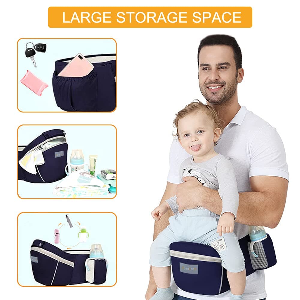 Azeekoom Mochila Portabebés Ergonómica con Asiento de Cadera, Multiposición Dorsal Ventral, Algodón Ligero y Transpirable para Bebés y Niños de 0-48meses (3.5 a 25 Kg) — view 3
