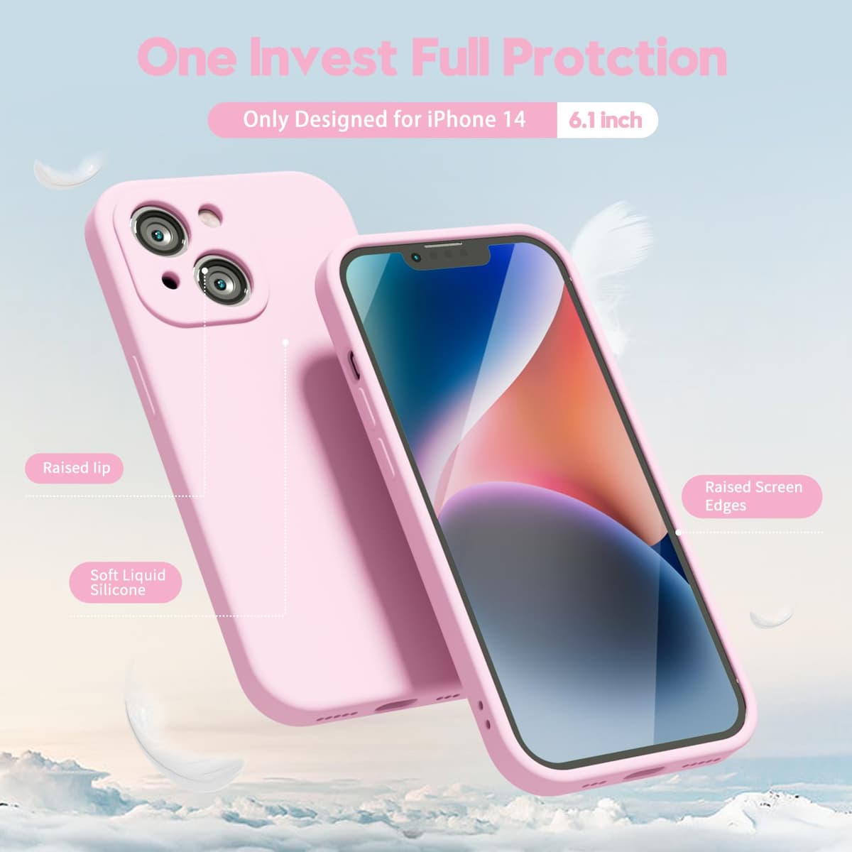 oakxco for iPhone 17 Pro Max Phone Case Liquid Silicone, Cute Thin Slim Grip Soft Rubber Gel for Women Men, Smooth Matte TPU Plain Solid Color Girly Simple Case with Camera Cover, Light Pink — view 1441