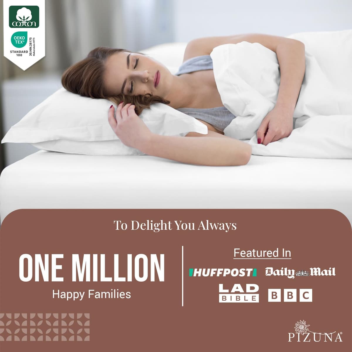 Pizuna 100% Cotton Super King Fitted Sheet White, 400 Thread Count Long Staple Cotton Fitted Sheet 180x200 cm, Sateen Weave Superking Fitted Sheet Extra Deep 40 cm Fit 1 PC — view 2
