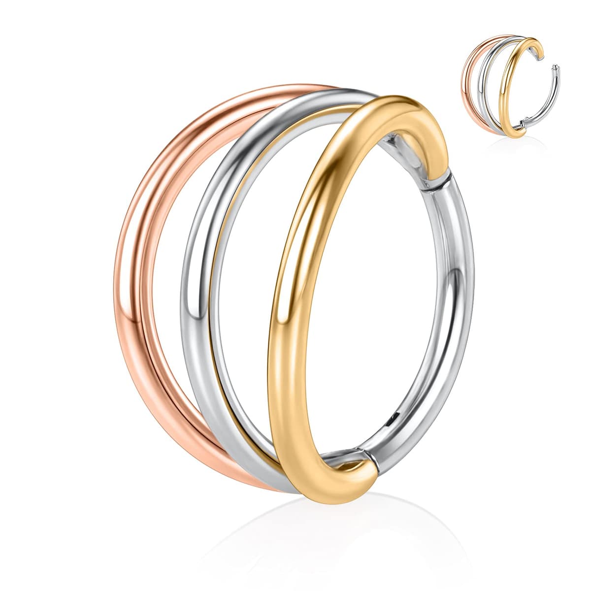 hengkaixuan Triple Double Nose Hoop Ring Sleeper Hoop Earring Helix Rook Conch Cartilage Daith Tragus Earrings Septum Ring Lobe Nose Piercing Jewellery for Women — view 76
