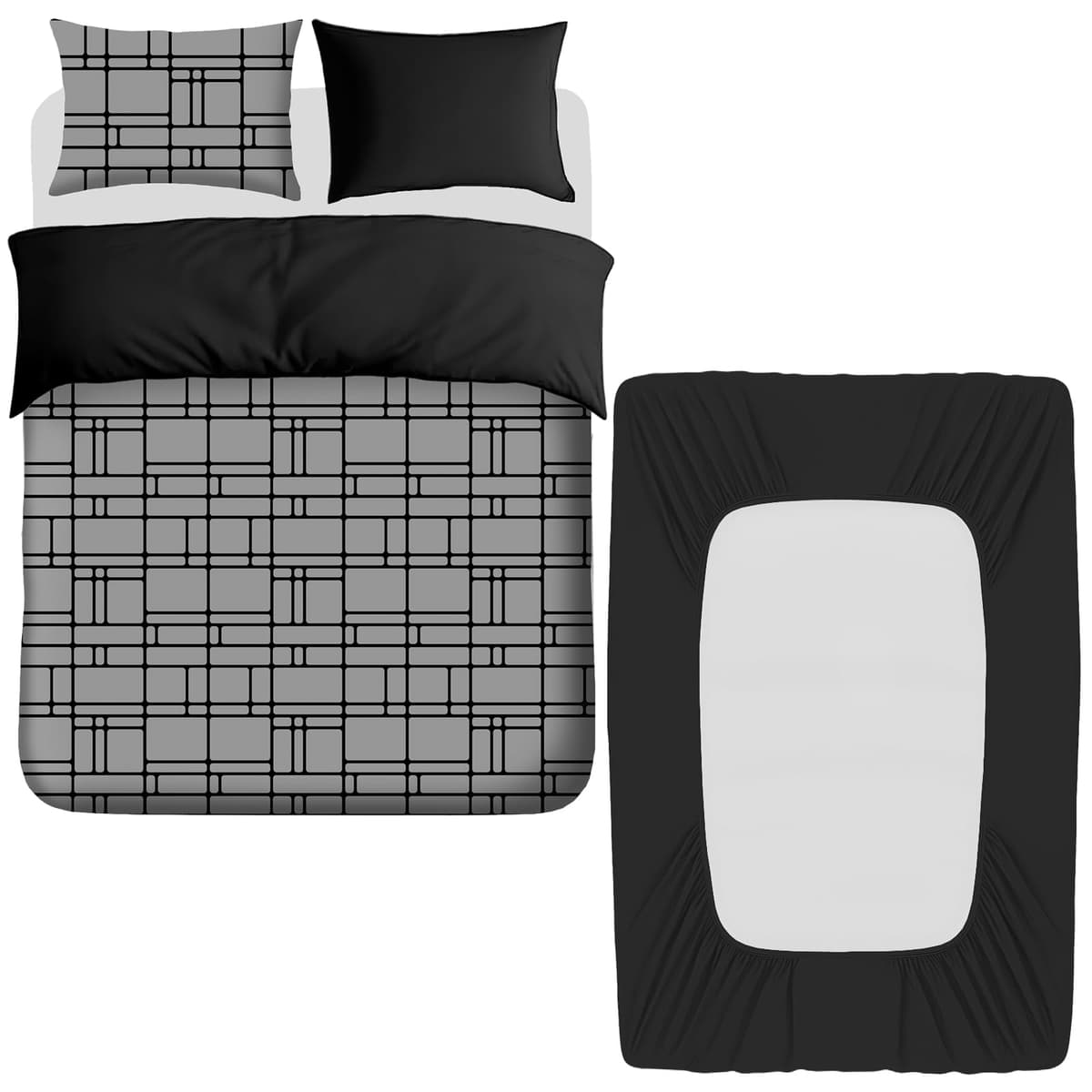 Pamposh 3 Pcs Single Duvet Cover Set with Matching Black Single Fitted Sheet 40 cm Extra Deep Pocket - UltraSoft Breathable Premium Microfibre Reversible Quilt Cover Bedding Set For All Seasons — view 10