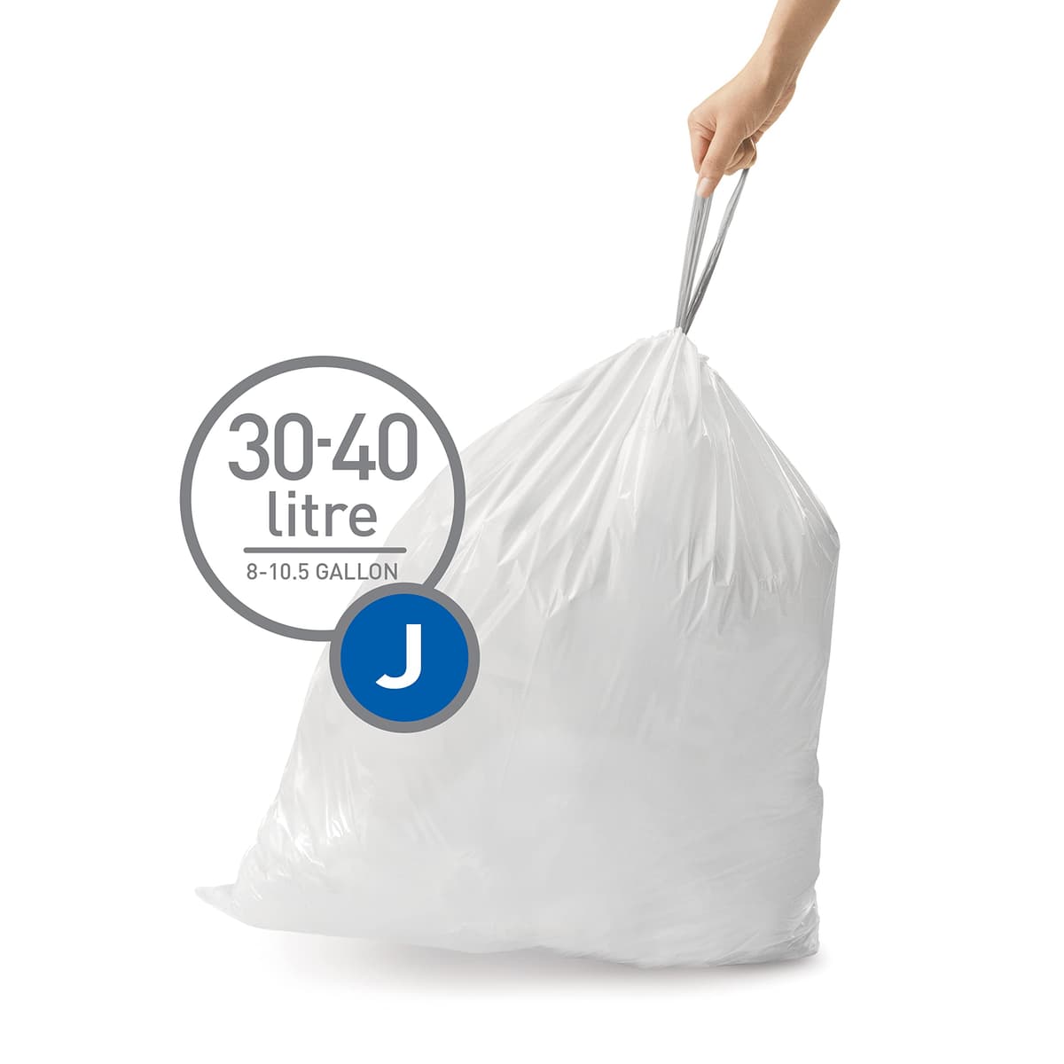 simplehuman CW0258 3 x paquete de 20 bolsas de basura a medida (60 bolsas), código H, plástico blanco — view 67