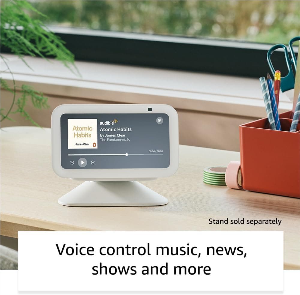 Echo Show 5 (Newest gen), Smart display and alarm clock with clearer sound, Charcoal, with Alexa+ Early Access — view 3