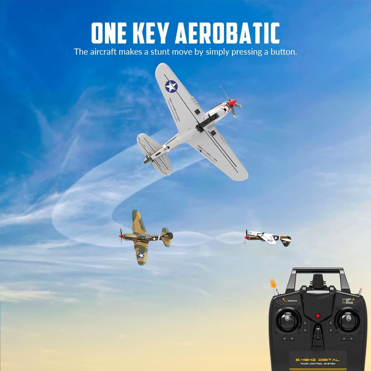 volantexrc Avión RC de 4 Canales Spitfire RC Fighter Toy, 2,4 GHz, estabilizador giroscópico de 6 Ejes, Planeador RTF con 2 baterías, Adecuado para Adultos, niños, Principiantes para Volar — view 3