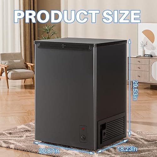 Cosanta 4.5 Cu. Ft. Small Chest Freezer, Top Door, Mini Deep Freezer,Metal, Freestanding with Removable Basket, for Home Kitchen Office (BLACK, 4.5Cu.ft) — view 4
