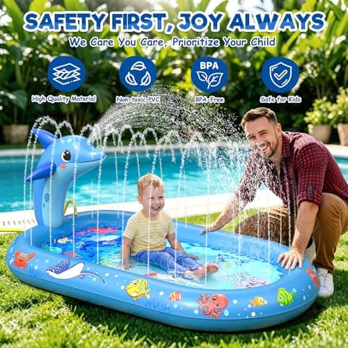 AZDYJL Splash Pad for Toddlers 1-3 Dolphin Inflatable Sprinkler for Kids — view 2