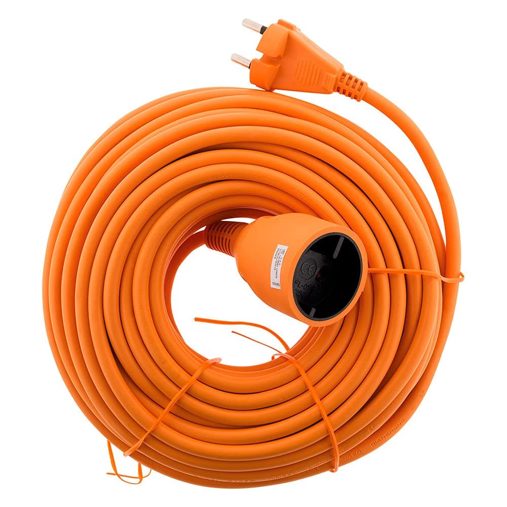 Zenitech - Alargador de Corriente 16A HO5VV-F 2x1,5mm² 3680W / 230V - Ideal para Cortacéspedes y Barbacoas - Resistente a Condiciones Exteriores - Conforme a Normas NF y CE - Naranja - Longitud 25m — view 2