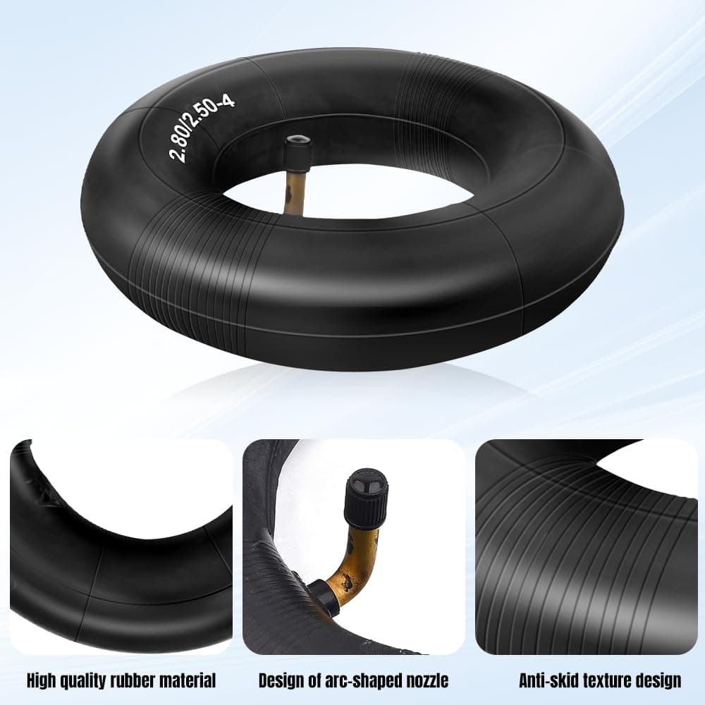 2 Pack Inner Tube, Heavy Duty 2.80/2.50-4 inch Lawn Mowers Tube Tyre with Bent Valve Shaft TR87 Wheelbarrow Hose Inner Tube for Lawnmowers Wheelbarrows Garden Trailers Go Karts — view 3
