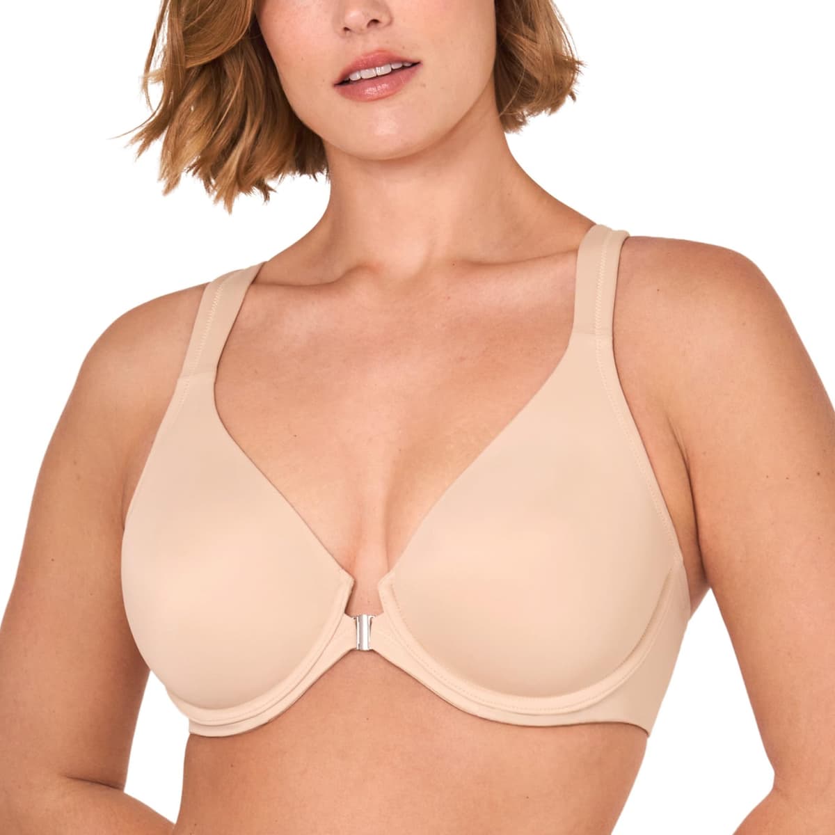 Delimira Women's Front Fastening Bras Seamless Unlined Racer Back Plus Size Underwired Plunge Bra — view 18