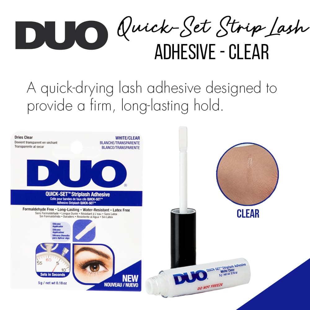 DUO Quick-Set Striplash Adhesive | Strong Eyelash Glue with Lightweight Formula | Professional Lash Glue for Eyelash Extensions, Cluster Lashes, & Individual Eyelashes | White/Clear, 0.18 Ounces — view 3