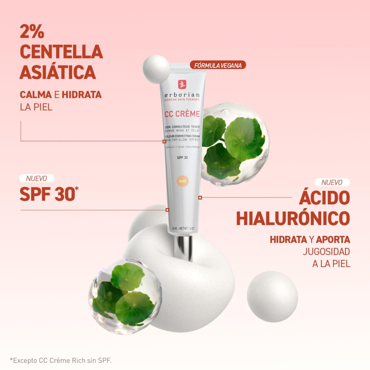 Erborian - CC Crème con Centella Asiática - Crema Facial Iluminadora de Alta Definición y Maquillaje - Protección Solar SPF 30 - Cosmética Coreana — view 4