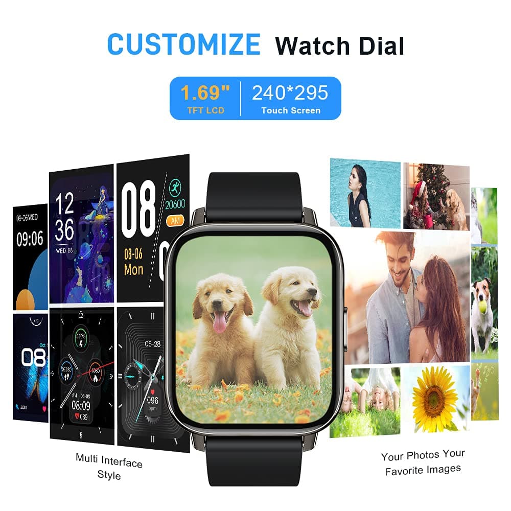 Smart Watch, Fitness Tracker 1.69" Touch Screen Fitness Watch with Heart Rate Sleep Monitor, Step Counter for Men Women Activity Trackers IP68 Waterproof Smartwatch Sports for iOS Android — view 5