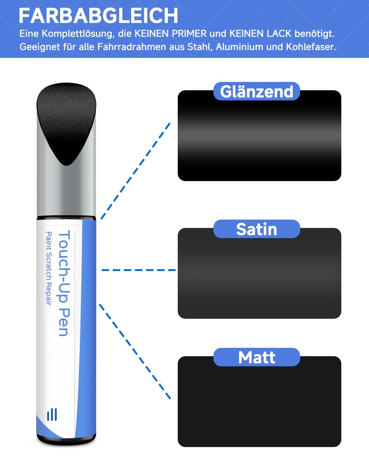 Pintura brillante en carbono para bicicleta - Reparador de pintura para Giant, use lápiz de pintura para metal y plástico - Pintura para bicicleta de alta cobertura — view 2