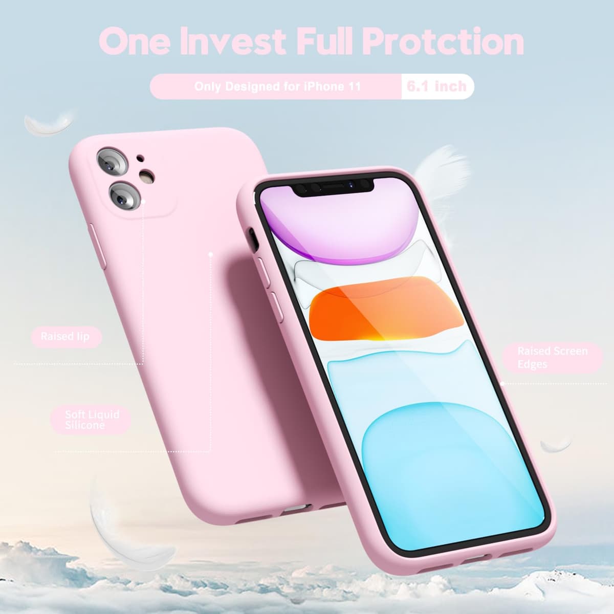 oakxco for iPhone 17 Pro Max Phone Case Liquid Silicone, Cute Thin Slim Grip Soft Rubber Gel for Women Men, Smooth Matte TPU Plain Solid Color Girly Simple Case with Camera Cover, Light Pink — view 1457