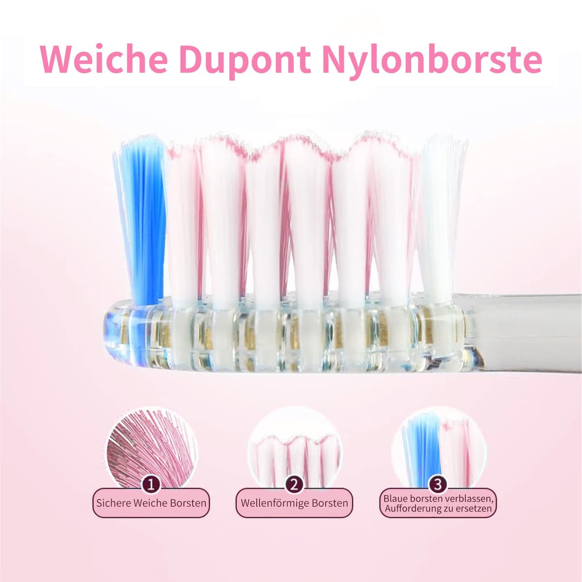Seago Cepillo de Dientes Infantil Eléctrico Para Niños 3–12 Años Kids Con Luz de Colores,Temporizador Inteligente de 2 minutos,4 Cabezales Suaves SG-EK6/SG-977 (Rosa) — view 3