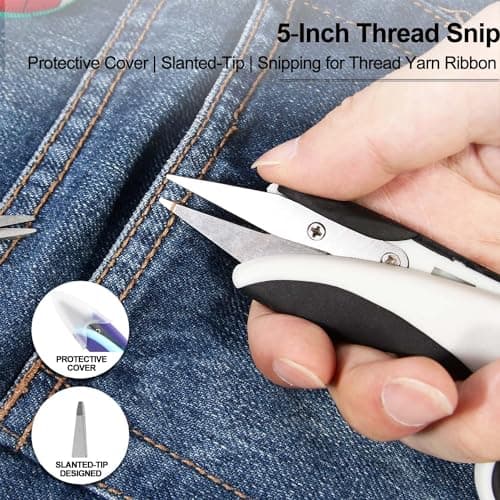 SCAIKTIG Premium Sewing Scissors Bundle, 8" Heavy Duty Fabric, 5" Embroidery, 4" Small Detail Scissors, 5" Thread Snips, Tailoring, Dressmaking, Quilting, Arts&Craft Supplies, White — view 5