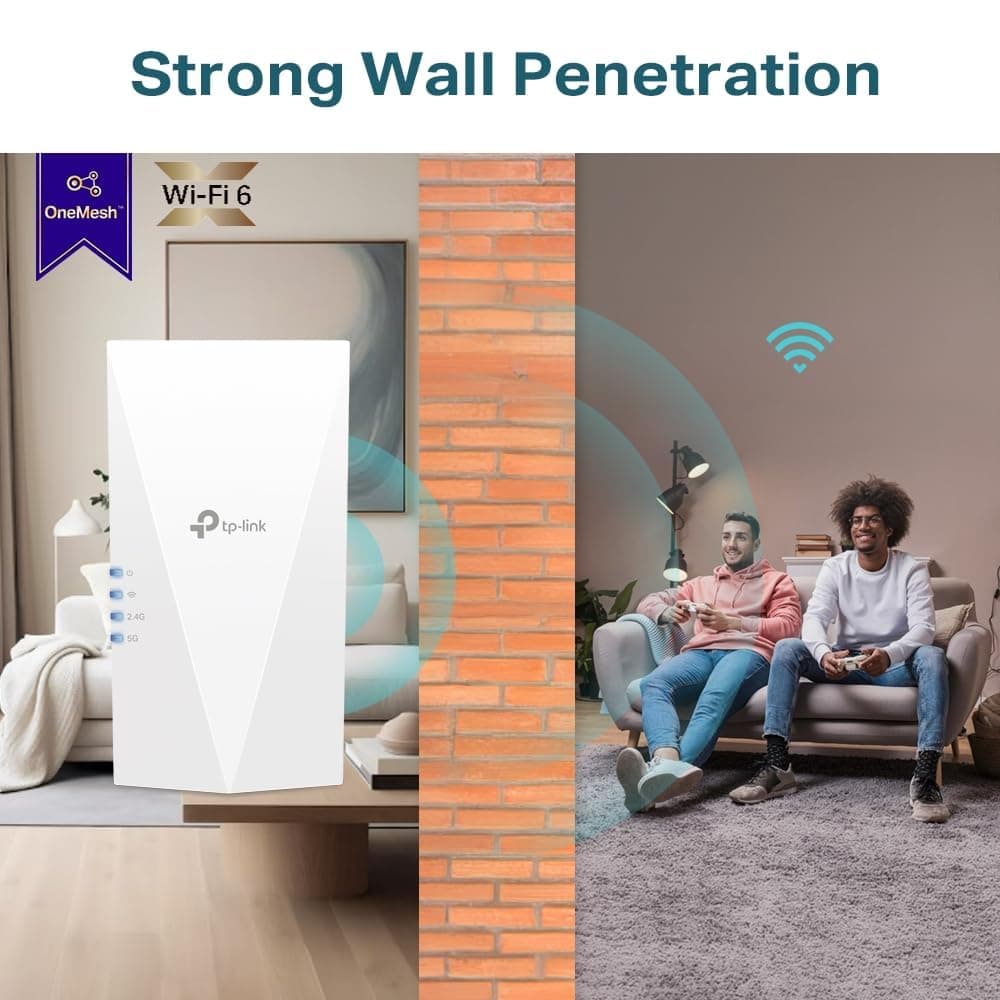 TP-Link RE700X WiFi 6 AX3000Mbps WiFi Extender Booster, Internet Booster, Gigabit Ethernet Port, WiFi Booster Range Extender, EasyMesh, Access Point, WiFi Repeater, App Control Easy Setup, UK Plug — view 3