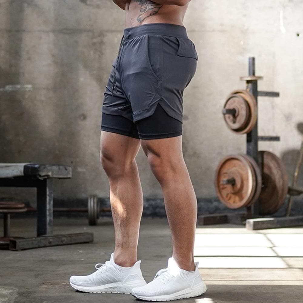 Superora Mens Running Gym 2 in 1 Sports Shorts Breathable Outdoor Workout Training Shorts with Pockets — view 4