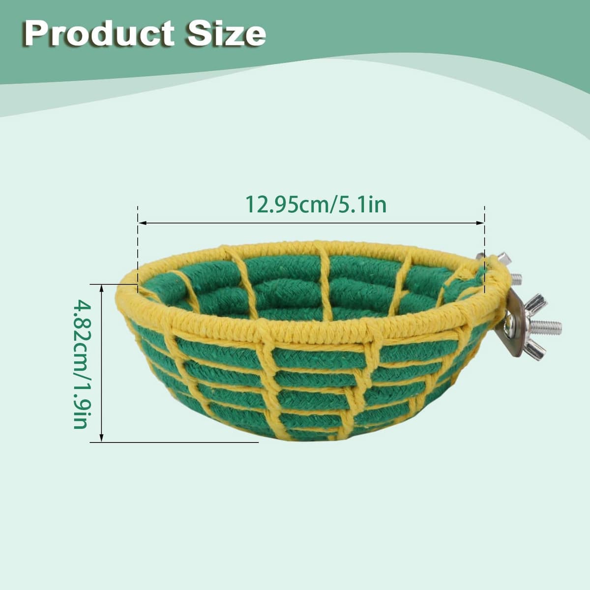 Cama para jaula de pájaros, cuerda de algodón, hamaca de nido de pájaros con montaje de tornillo, percha suave para loros para periquitos, tortolitos, cacatúas, conures y loros pequeños, accesorios de — view 5