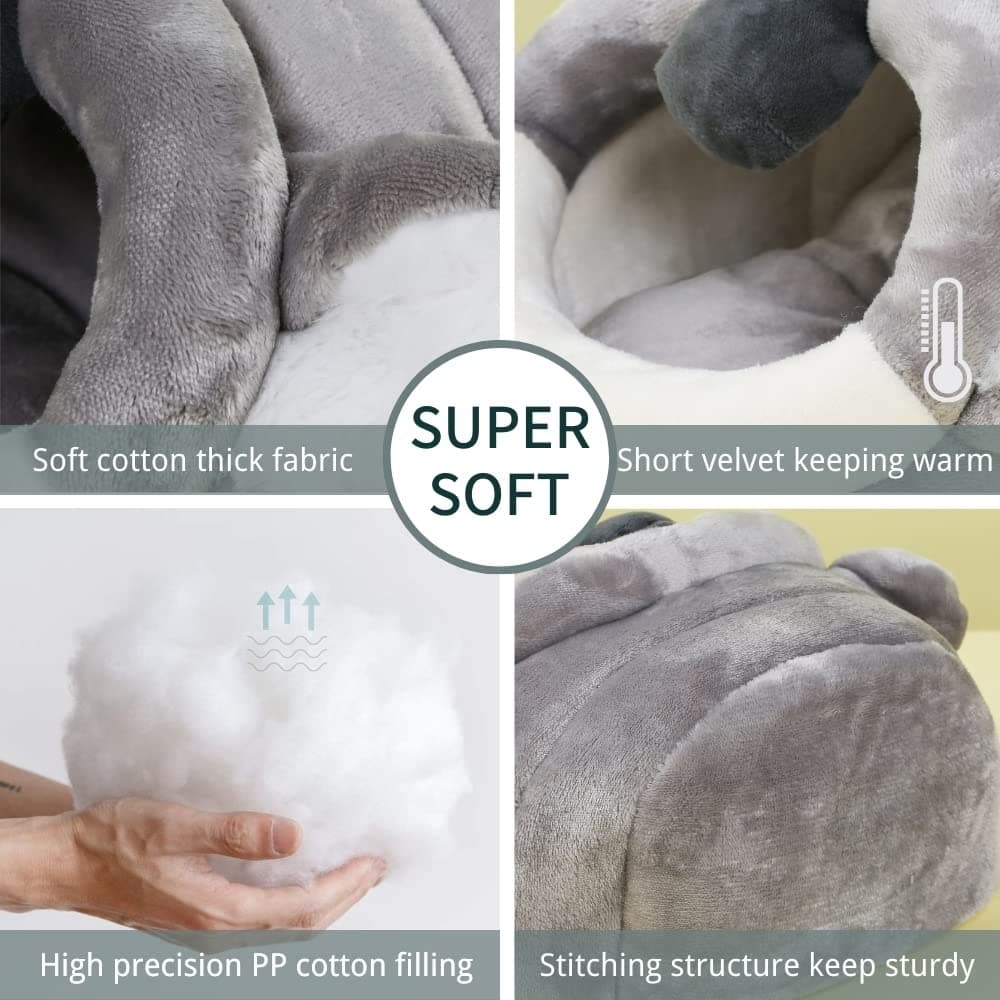 JanYoo Warm Bunny Bed for Rabbits Outdoor Cage Hideout Hut Tent Cave Tunnel Cute House Cotton Washable Winter Gray (XL,Koala) — view 2