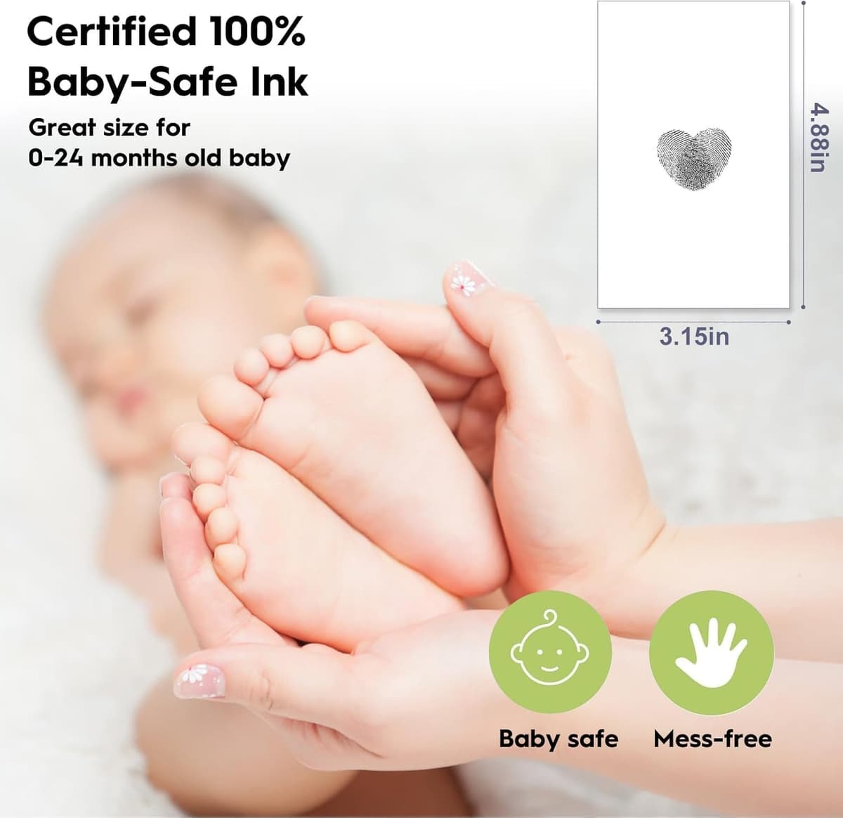 TATUNER Baby Hand and Footprint Kit Inkless - Mess Free Ink Pad, Paw Print Kit for Dogs and Cats, Safe Clean Touch Ink Pads for Newborn Handprints — view 4