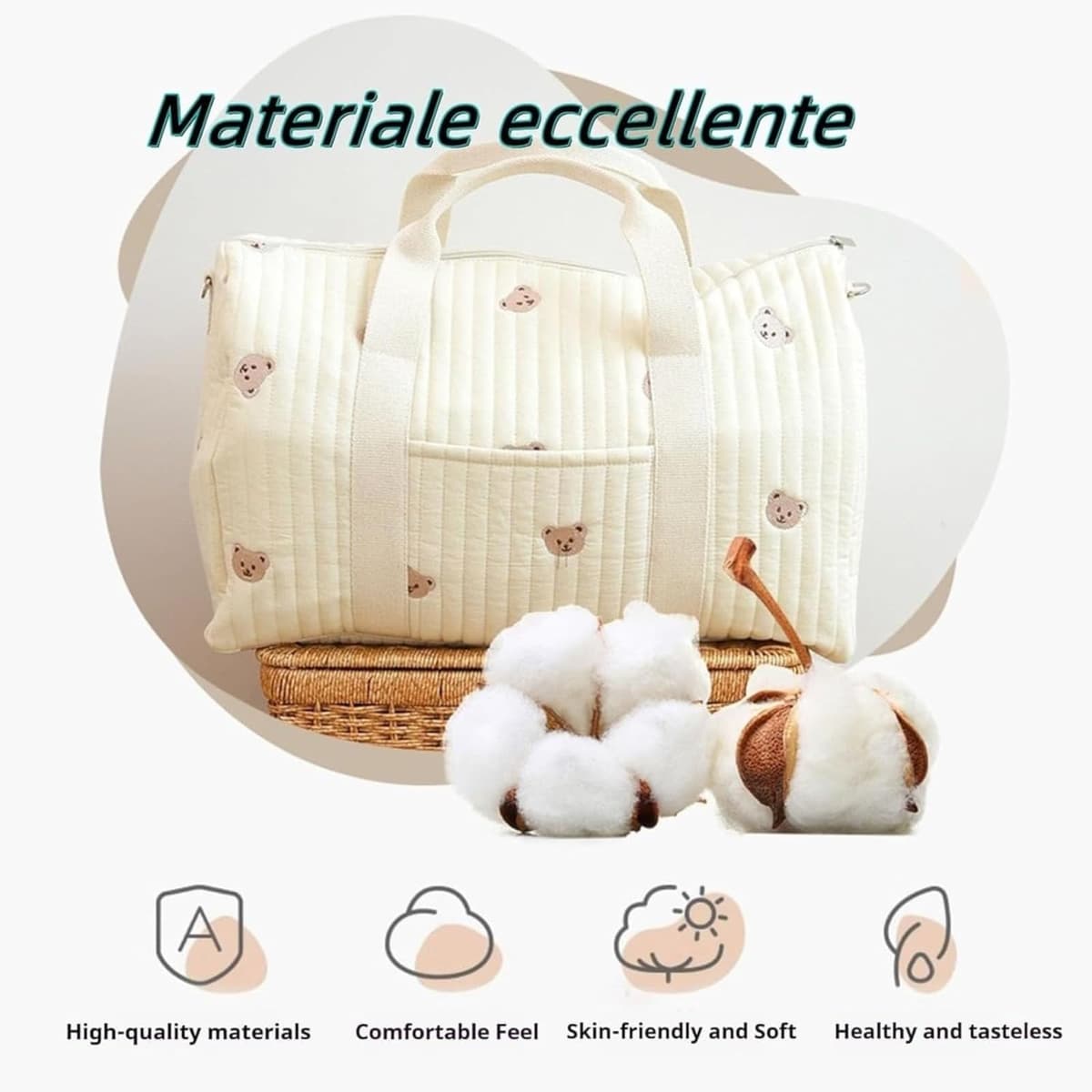 Bolso Parto Hospital Mamá Grande, Bolso Cochecito Set de 2 Piezas, Bebé Cambio, Mommy Bag, Hombro de Algodón con Bordado, Impresión Linda Portátil Universal, A., 1 unidad — view 4