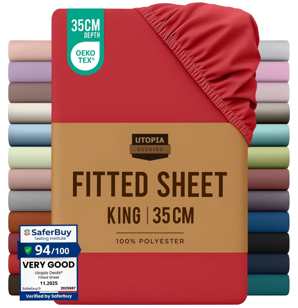 Utopia Bedding Fitted Sheet King, Grey - Deep Pocket 14 inch (35 cm) - Easy Care - OEKO-TEX Certified - Soft Brushed Microfibre Fabric - Shrinkage and Fade Resistant - Bottom Sheet — view 92