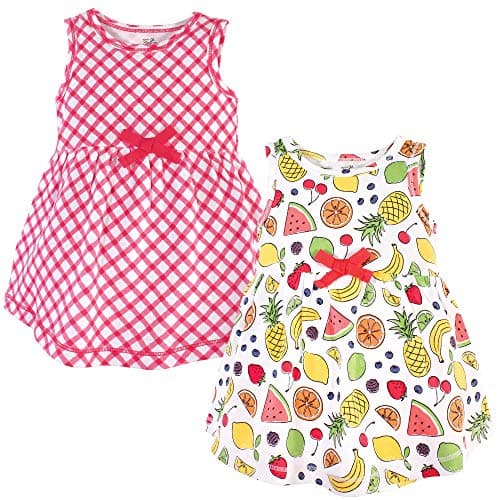 Touched by Nature baby girls Organic Cotton Short-sleeve and Long-sleeve Dresses Casual Dress, Fruit Sleeveless, 4T US