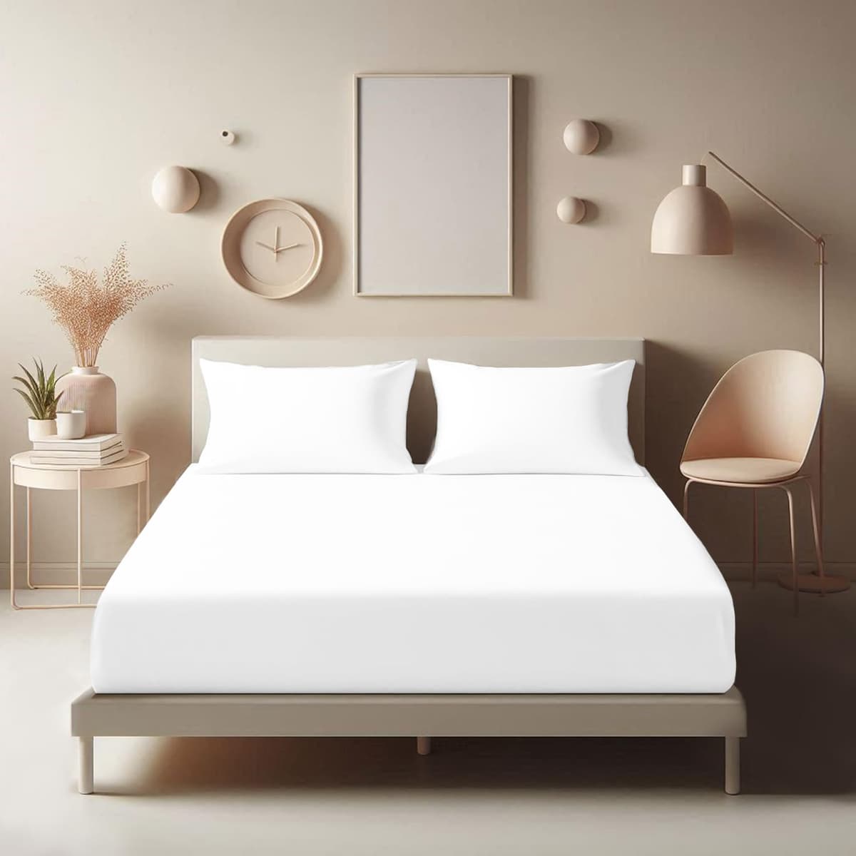 Aspire Homeware Double Fitted Sheet - 25 cm Deep Hotel Quality (White) Bed Sheets - Soft & Breathable Fitted Bed Sheets Double - Anti-Wrinkle Easy Care Fitted Sheets — view 2