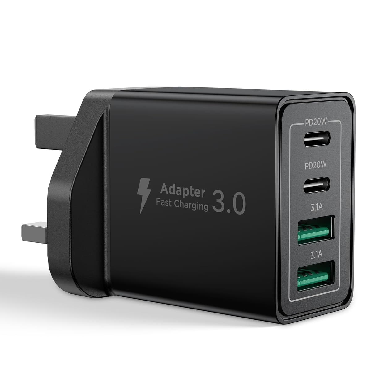 USB C Plug Fast Charge, 40W 4-Port Multi USB Charger Plug UK Dual Port PD Power Adapter +QC Wall plug Multiport Mains Type C Charging Plug for iPhone 17 16 15 14 13 12 11 Pro Max XS XR 8, Samsung, Pad — view 9