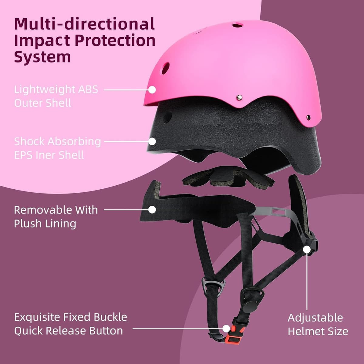 XJD Casco de Ciclismo para Niños Ajustable Casco Bicicleta Niño Casco Infantil Patinete Rollerskate de 3 a 14 Años Protecciones para Múltiples Deportes — view 31