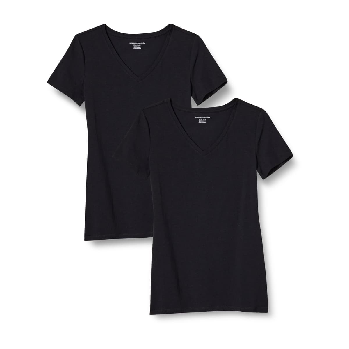 Amazon Essentials Women's Regular-Fit Short-Sleeve T-Shirt (Crewneck and V-Neck Options), Multipacks V-Neck pack of 2 XXL Black