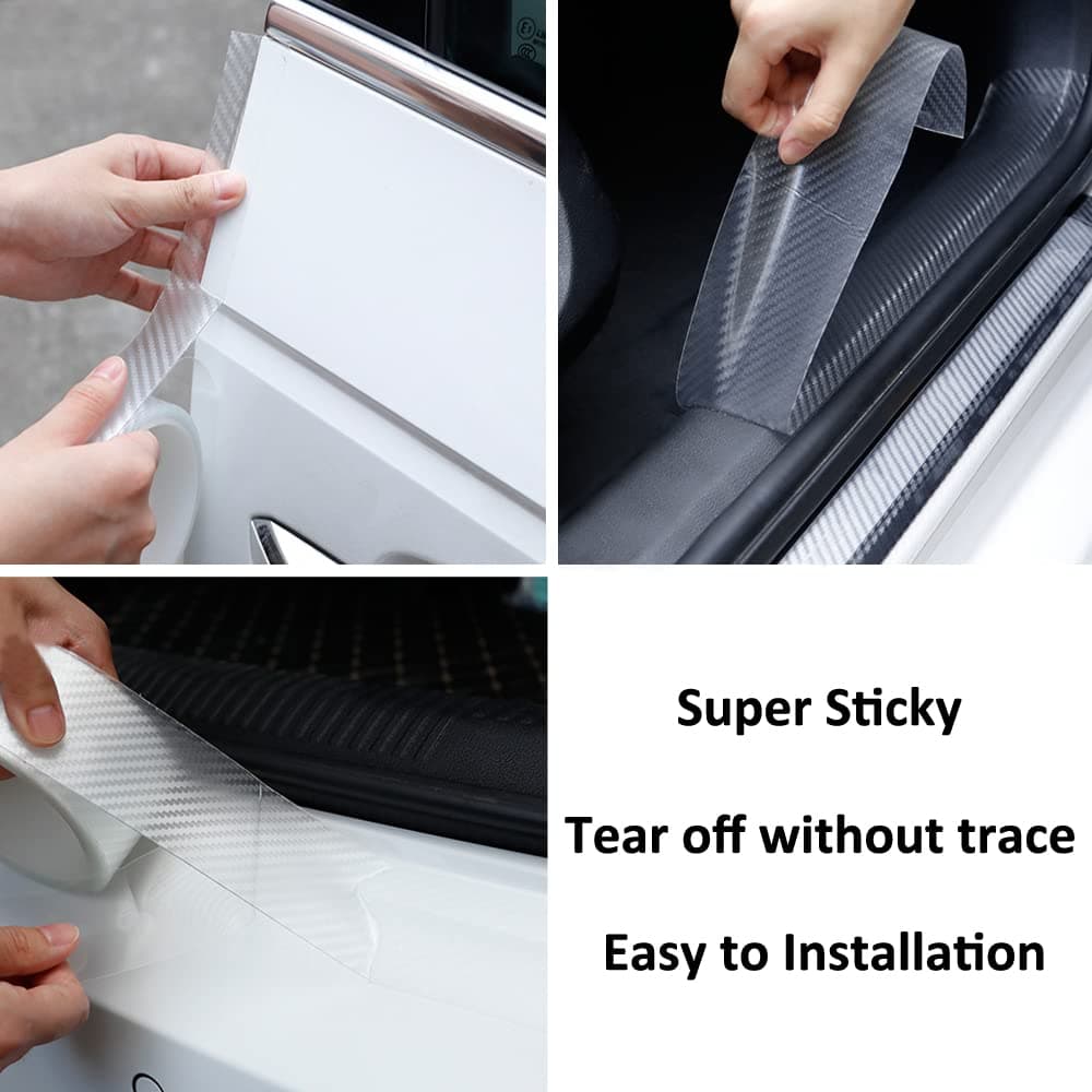 ETOPARS Protector de Parachoques 10cm x 5m Fibra de Carbon Transparente Protector de Borde de Puerta de Coche Anti-colisión Protector Umbral de Puerta de Tira Protección Goma — view 3