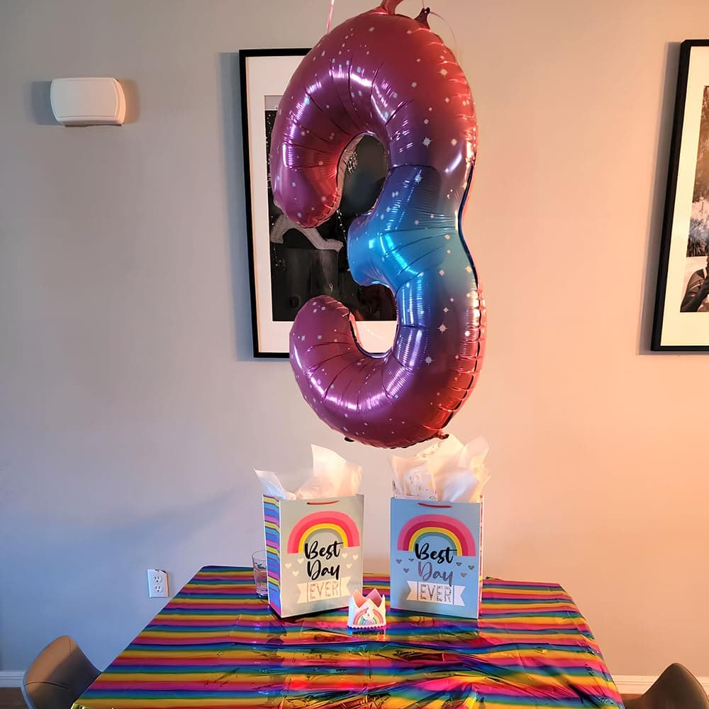 Foil Globo Número 5 Azul 40" (101cm), Inflable Helio o aire, Gigante Numeros 0-9, 10-19, 20-29, 30-100, Grande Globos Decoración para La Boda Aniversario y Cumpleaños Fiestas — view 34