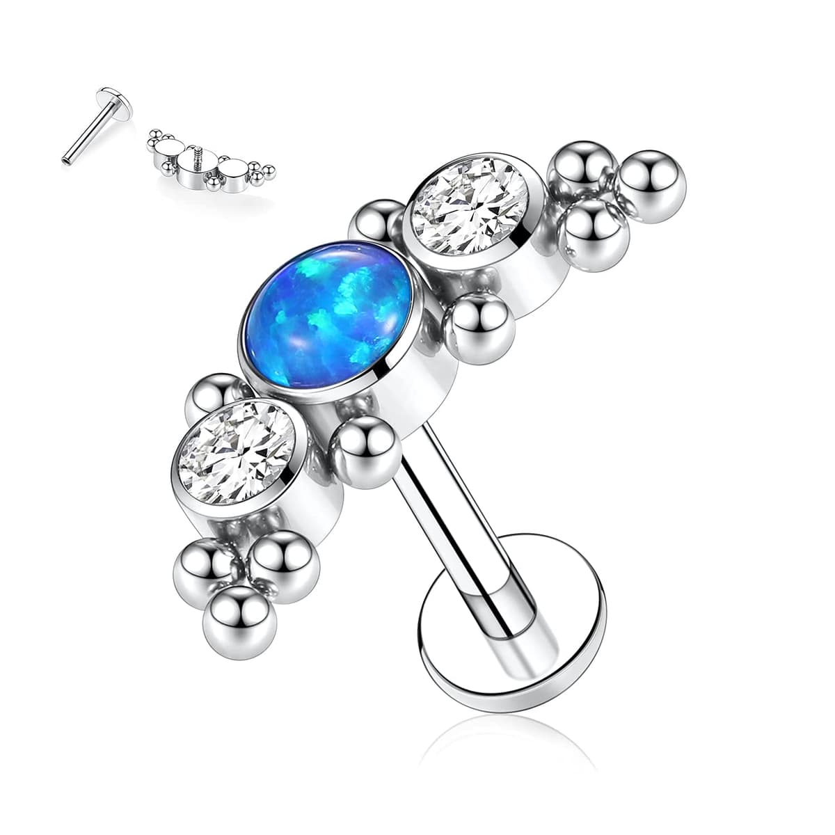 hengkaixuan 16G Titanium Labret Studs - Internally Threaded Flatback - Unisex - Silver - Piercing Jewellery — view 9