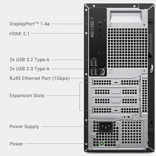 Dell Secure & Productive Business Tower Desktop, Intel 10-Core Ultra 5 225, 16GB DDR5 RAM, 1TB Storage(512GB SSD & 512GB External), HDMI, DP, Wi-Fi 6, RJ45, USB-C, Headset Jack, Windows 11 — view 7