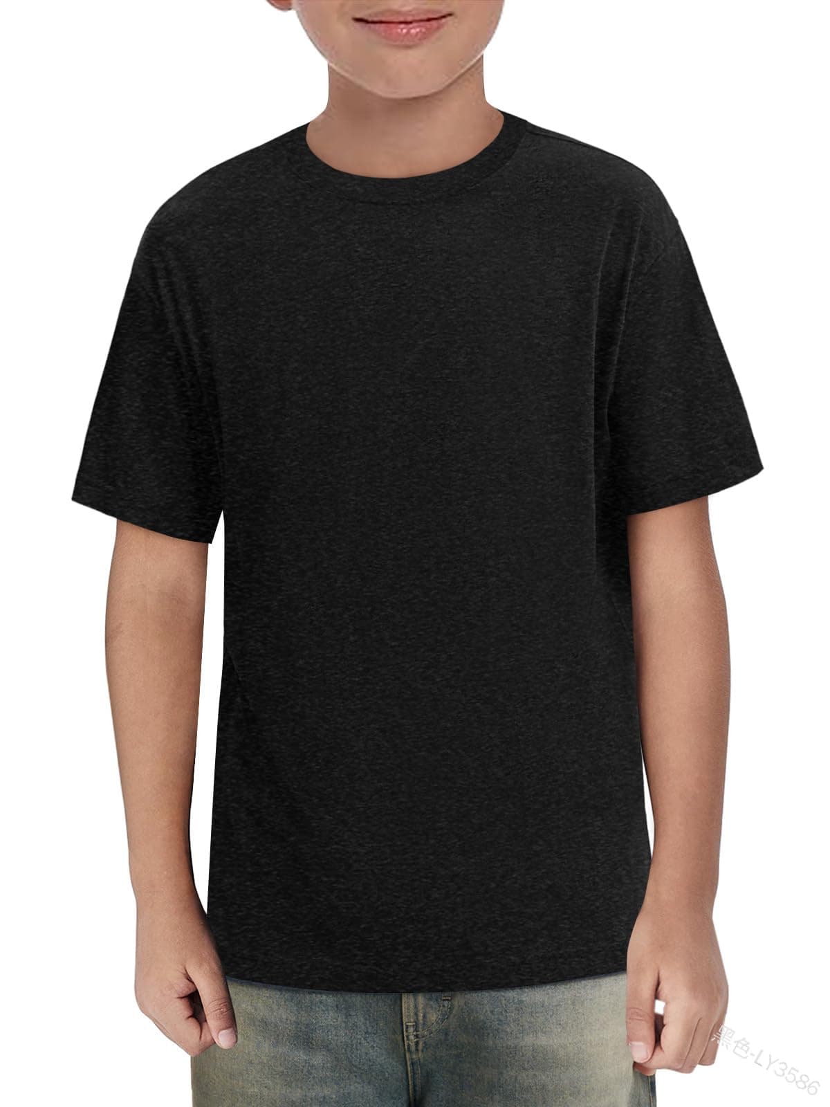 Haloumoning Camiseta de verano de manga corta para niños, cuello redondo, lisa, ligera, informal, deportiva, básica, 5-14 años — view 9