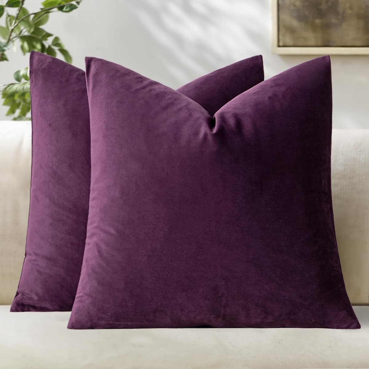 MIULEE Pack of 2 Fall Velvet Soft Solid Decorative Throw Pillow Covers Square Cushion Cases for Sofa Couch Bedroom Living Room Car Home Decor 18 x 18 Inch 45 x 45 cm Orange — view 74