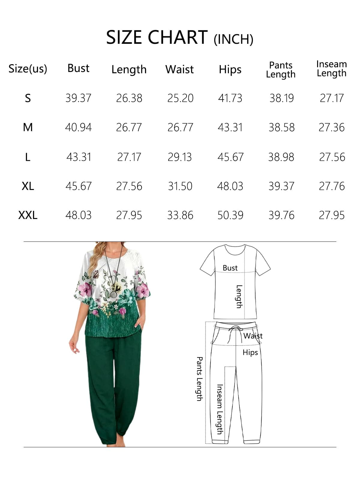 Conjunto de ropa de descanso floral de 2 piezas, blusa de media manga, pantalones de cintura elástica para mujer, casual, diario, salidas relajadas — view 2