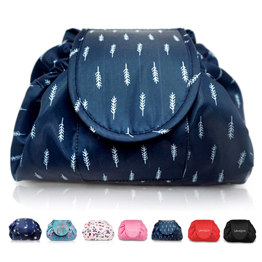 Lazy Drawstring Makeup Bags, Large Capacity Waterproof Travel Portable Cosmetic Bag Pouch Makeup Pouch Storage Organiser for Women Girl (Flamingo) — view 25