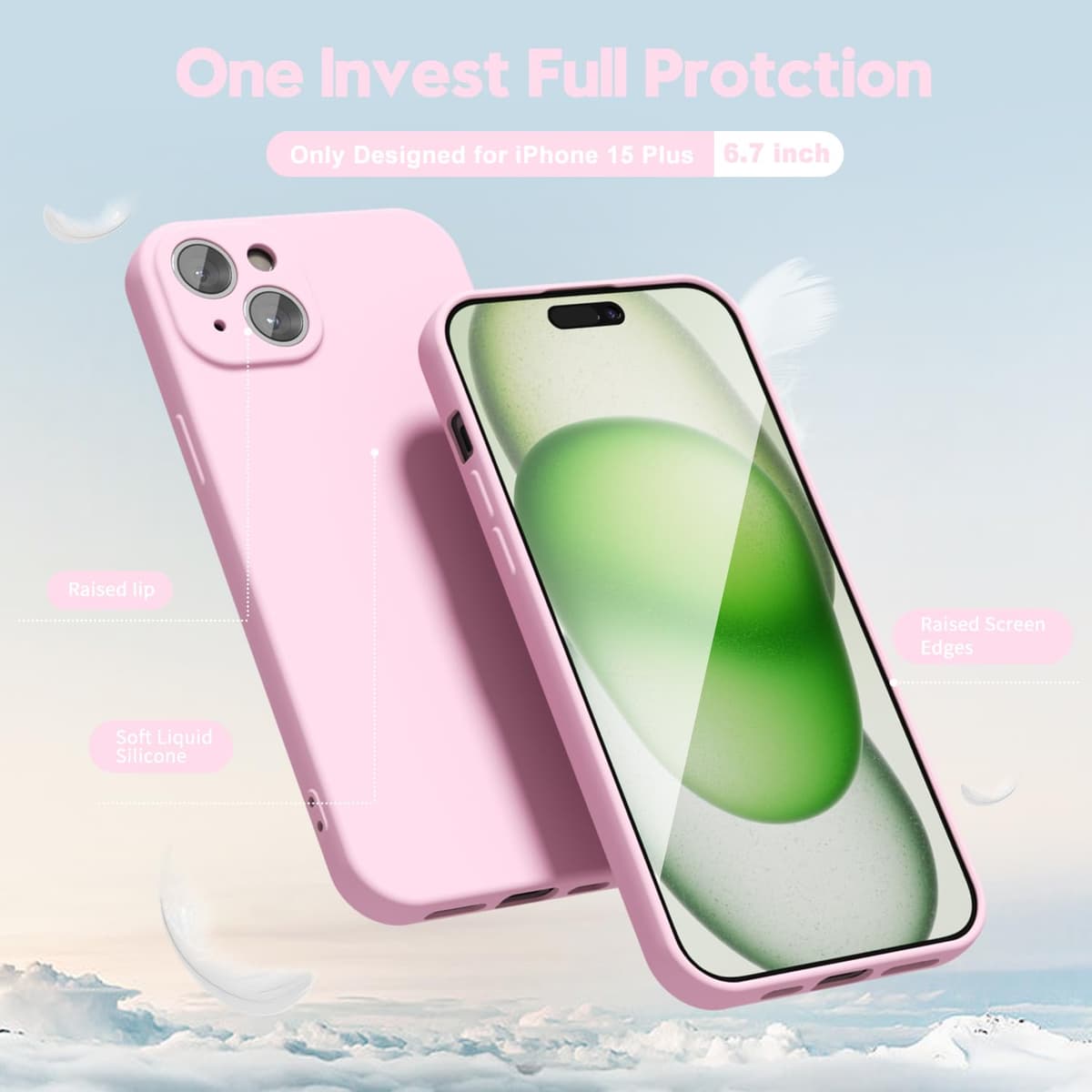 oakxco for iPhone 17 Pro Max Phone Case Liquid Silicone, Cute Thin Slim Grip Soft Rubber Gel for Women Men, Smooth Matte TPU Plain Solid Color Girly Simple Case with Camera Cover, Light Pink — view 1107