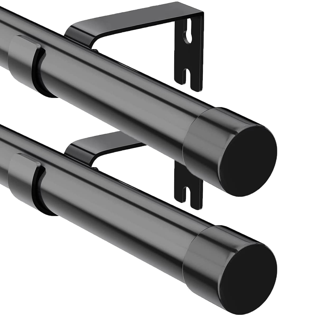 Barra de Cortina, 76-308cm Barra para Cortinas Extensible con Soportes, 16 mm de Diámetro Barra de Cortina Juego Ajustable de Herrajes de Acero Inoxidable Decorativa para Dormitorio/Plata — view 9