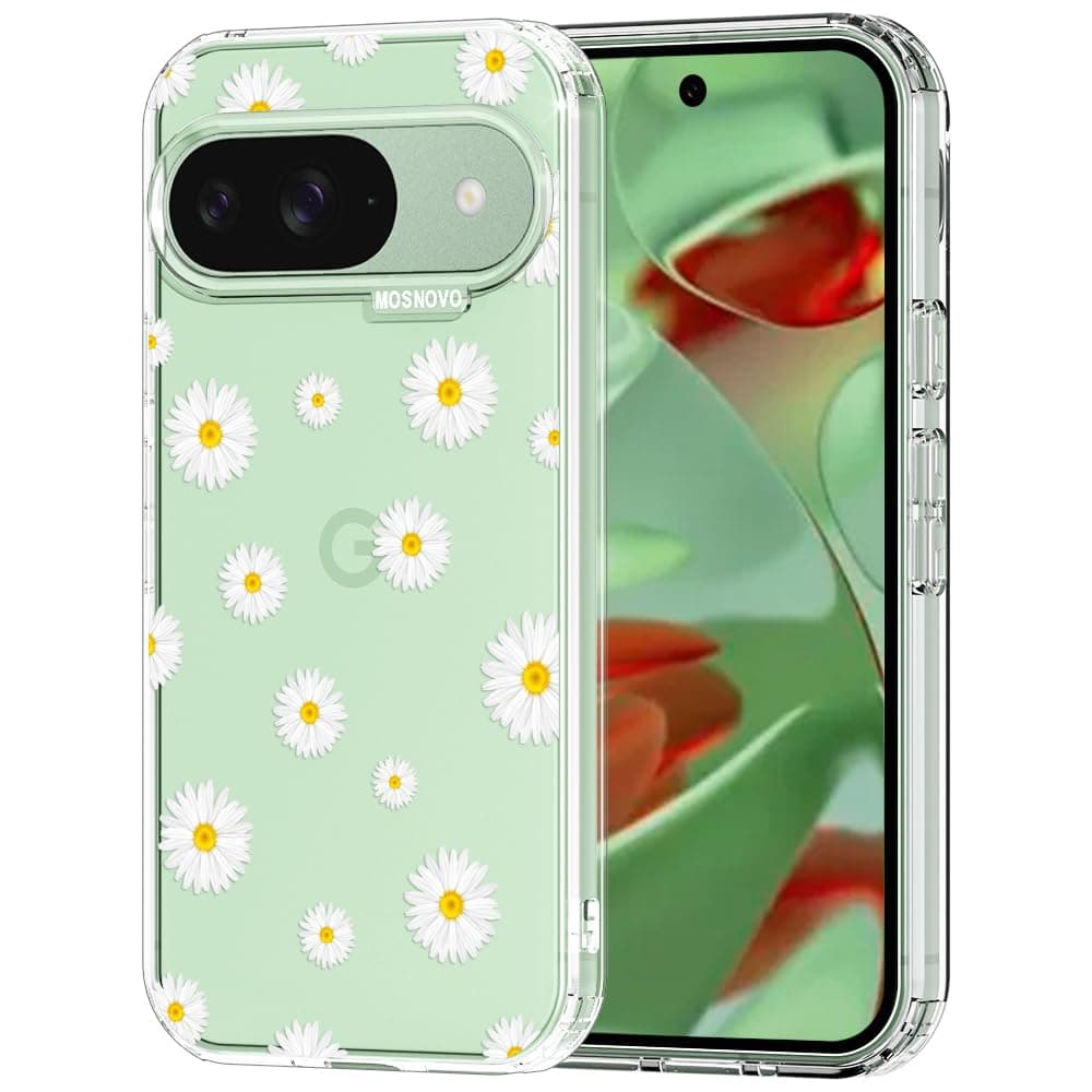 MOSNOVO Case for Google Pixel 9 & Pixel 9 Pro, [Buffertech 6.6ft Military-Grade Drop Protection] [Anti Peel Off Tech] Clear TPU Bumper Phone Case Cover Design - Eucalyptus — view 126