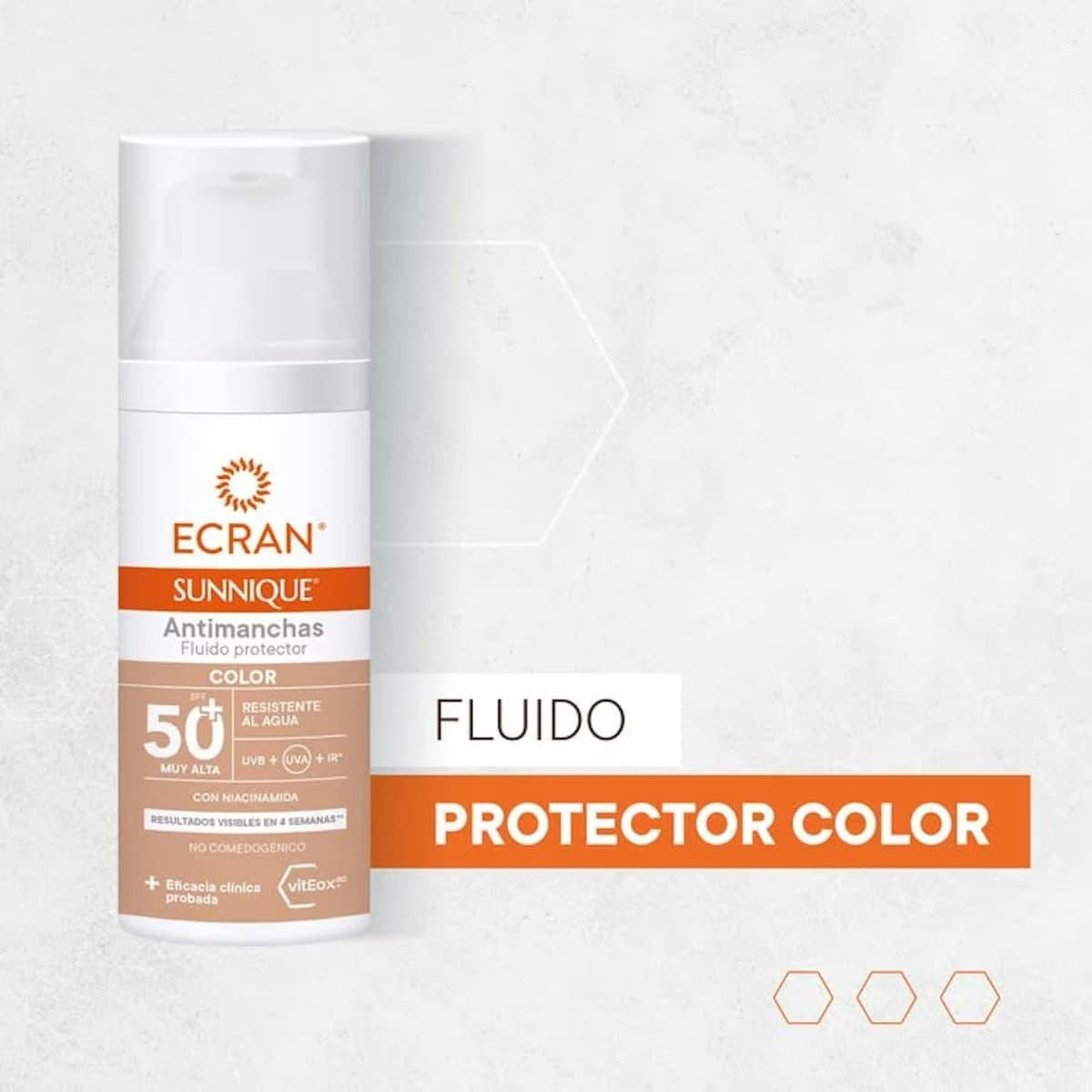 ECRAN SUNNIQUE – Protector Facial SPF 50+ Antimanchas Antiarrugas con Color, con Niacinamida y Ácido Hialuronico, Despigmenta y Unifica el Tono, Fórmula con VitEox80 - 50 ml — view 11